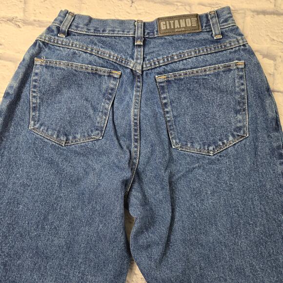 Vintage Gitano Women's Mom Jeans 100% Cotton Dark Wash Preppy Tapered 8 Petite - Picture 9 of 12